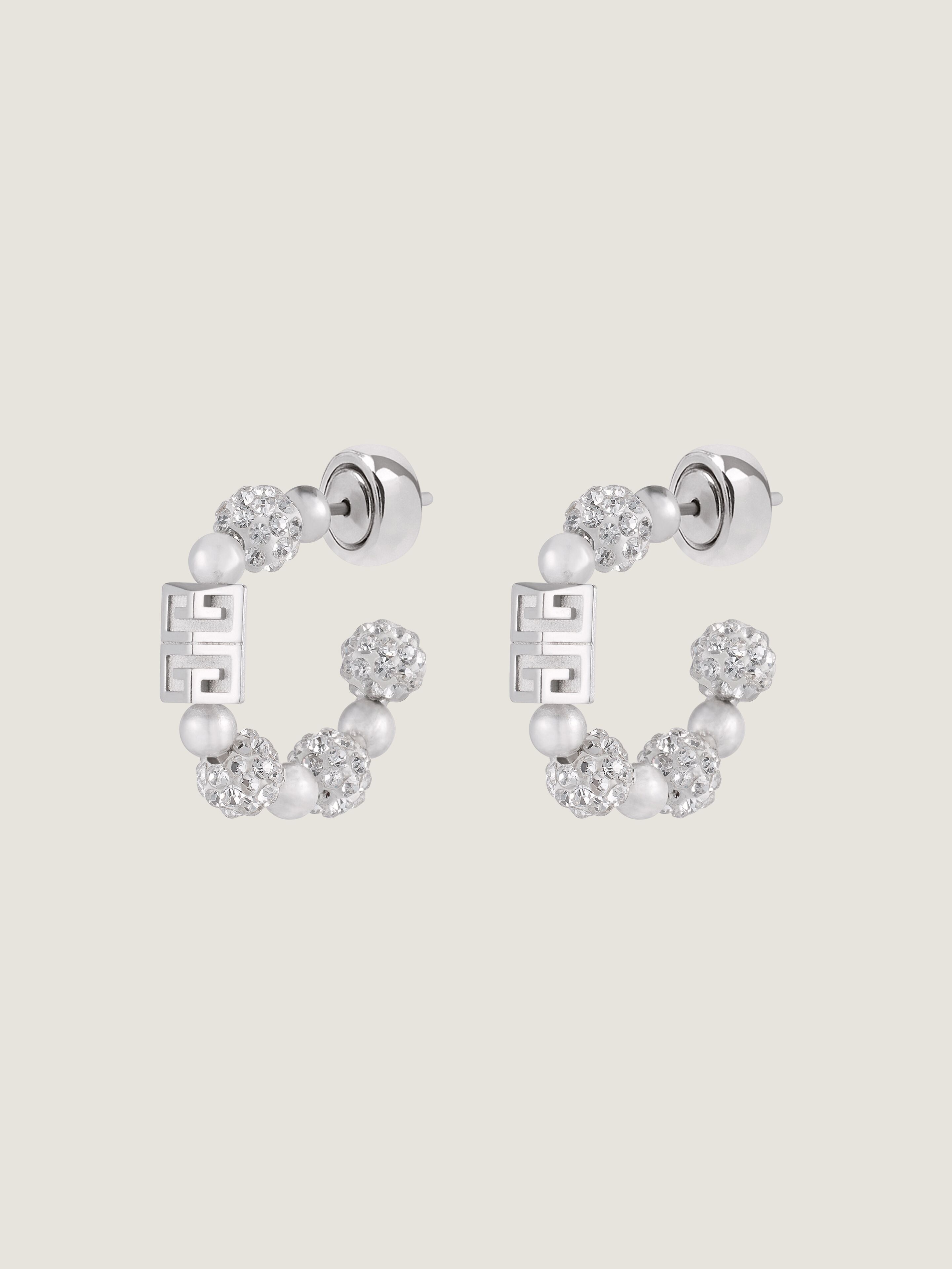 4G earrings in metal with crystals